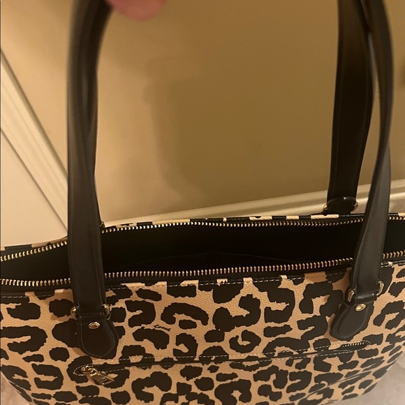 Coach Leopard Print Tote in Black and Cream - Picture 5 of 5